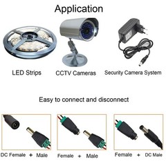 5Pairs DC 12V 5.5×2.1mm Male Female Power Connector Plug Adapter CCTV LED Strip