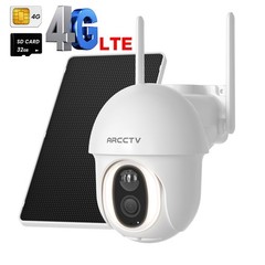 ARCCTV 4G LTE Cellular 4MP Solar Power 360°PTZ Security Camera Outdoor Wireless