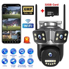 6MP 3Lens 1080P HD Home Security Camera WiFi Outdoor Camera CCTV PTZ IR Cam US