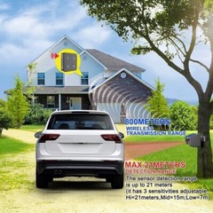 HTZSAFE 400 Meters Solar Wireless Driveway Alarm Outdoor Weather Resistant
