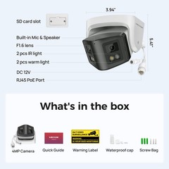 Vikylin 4K 8MP 4MP Panoramic Dual Lens Full Color IR IP Camera POE ONVIF NDAA