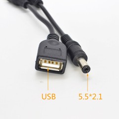 50pcs 15cm DC Power USB 2.0 Female Jack To DC Power 5.5×2.1mm Male Adapter Cable