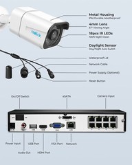 Reolink RLK8-800B4 4K Security Camera System 4pcs 4K PoE Camera 8CH NVR 2TB