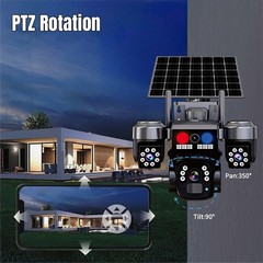 Solar Battery Powered Wireless WiFi Home Security Camera System Outdoor Pan/Tilt