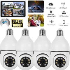 4×360° Panoramic WiFi IP Camera E27 Light Bulb Wireless 1080P HD Security Camera