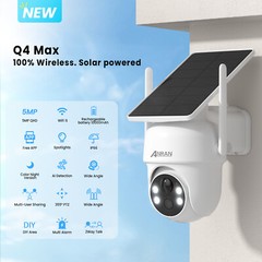 ANRAN 4 Pack Security Camera Wireless Outdoor 5MP 360° PTZ Camera Solar Powered