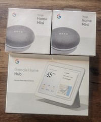 SEALED-Google Nest Hub 1st Gen GA00516-US – Chalk & 2 – 1st Gen Home Chalk Minis