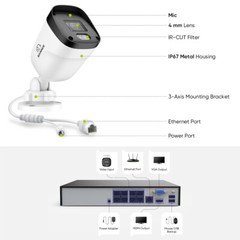 SANNCE 8CH 6MP NVR 2K 3MP POE Security Camera System Audio Recording IP Network