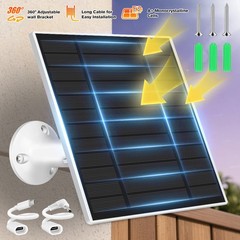 10W Solar Panel Charger for with Micro USB & Type-C DC Port for Security Cameras