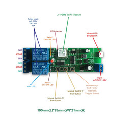 Wifi Wireless Smart Switch Relay Module for Smart Home 5V 5V/12V，Ba Applied to A