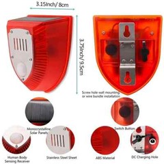 Solar Outdoor Motion Sensor Alarm-129db Dog Barking & Gunshot Sound USB Charge