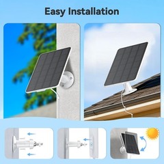3W Solar Panel for Battery-Powered Security Cameras,USB-C & Micro USB Solar C…