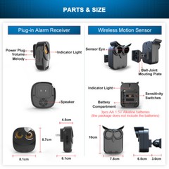 HTZSAFE Owl Home Security Wireless Driveway Alarm 1 Receiver + 4 Sensors