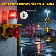 kbaoele AC110V Industrial Siren Alarm Strobe Light-120dB Loud Horn&Waterproof