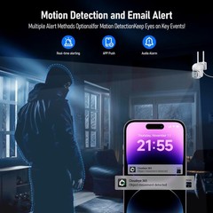 Wireless Security Camera System Outdoor with Monitor Auto Tracking, Human Detect