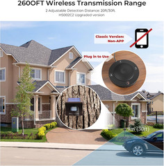 Solar Wireless Driveway Alarm System (1/2 Mile Range, 1 Receiver & 2
