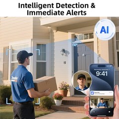 4MP 4K Window Camera, 5.8Ghz WIFI Indoor Cameras for Home Security Opt 32GB Card