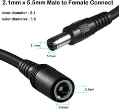 16ft DC Power Extension Cable 5.5mm x 2.1mm Male Female Cord 18AWG 12V 24V 10A