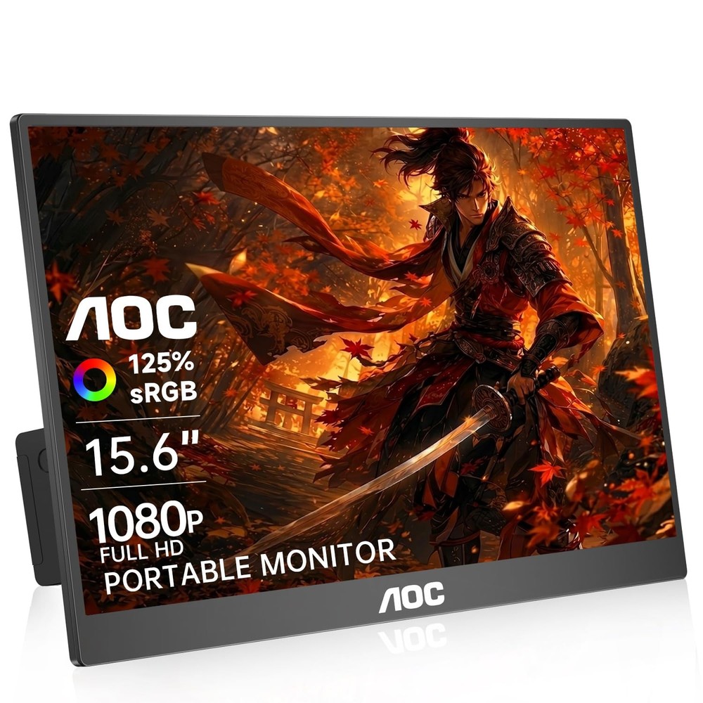Aoc Portable Monitor 15.6 Fhd 1080P Ips 125 Srgb Usb-C Hdmi Travel Monitor For