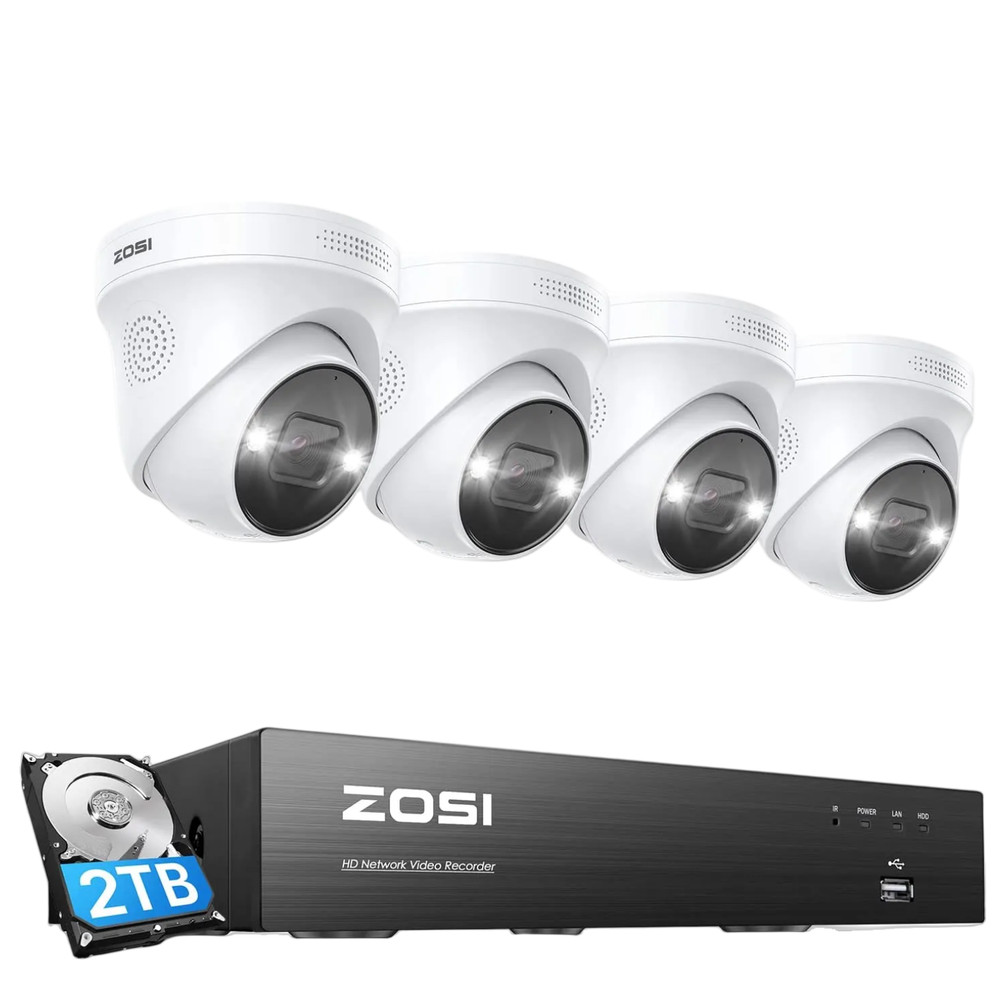 ZOSI 4K 8CH/16CH PoE Security IP Camera System Outdoor NVR AI Color Night Vision