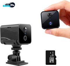 Wireless Small Indoor Security Camera 32GB SD Card No Monthly Fee Long
