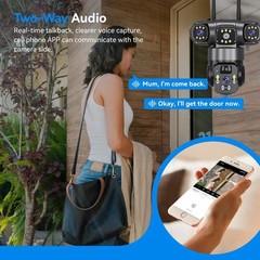 3 Lens 12MP Solar Battery Home Security Camera Outdoor Wifi Wireless PTZ CCTV US