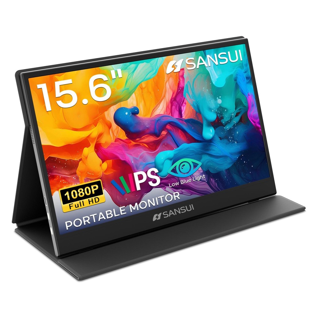 Sansui Portable Monitor 15.6 Inch Fhd 1080P Travel Monitor For Laptop Usb C
