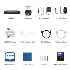 ANNKE 1080P Security Camera System 8CH 5MP DVR Outdoor CCTV IR Night Vision 1TB