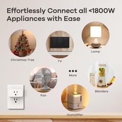 2PACK WiFi Smart Plug Socket Works with Alexa Google Home 1800W US Smart Outlet