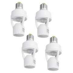 PIR Motion Sensor Light Socket Smart Screw in Light Bulb Outlet Compatible 4