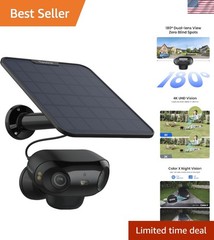 Argus 4 Pro Black, 4K Dual-Lens 180° Solar Security Cameras Wireless Outdoor,…