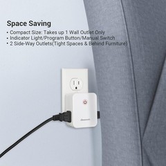 2 Side Outlets Remote Control Outlet with 2 Remotes, No Interference Wireless…