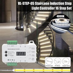 16 Steps LED Strip Light Stair Lighting Controller Motion Sensor System Full Set