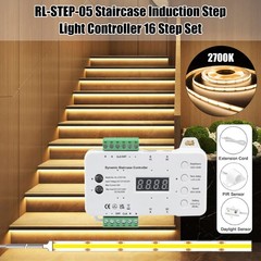 16 Steps LED Strip Light Stair Lighting Controller Motion Sensor System Full Set