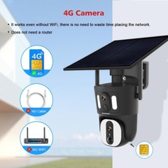 4G LTE Cam SD300 4K Cellular Wireless Security Camera Solar Powered + SIM Card