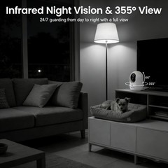 INFIYA 360°Pan/Tilt Indoor Camera House Security Camera WiFi 24/7 Recording 2K