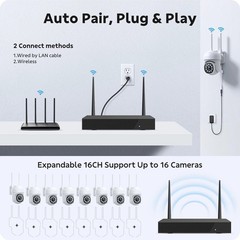 CAMCAMP 16CH 4K NVR Wireless Home Security Camera System CCTV PTZ WiFi Cameras
