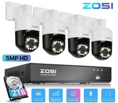 ZOSI 4K 2TB NVR 5MP PoE Security Camera System PTZ Person Vehicle Detect Home
