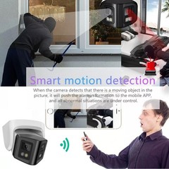 Vikylin 4K 8MP Dual Lens POE IP Camera 180° Panoramic Color Night Vision Metal