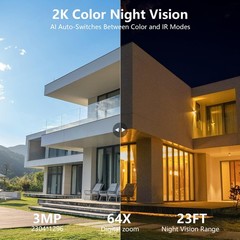 Wansview Solar Wireless Security Camera 360°PTZ 2K 3MP Dual-Cam Human Detection