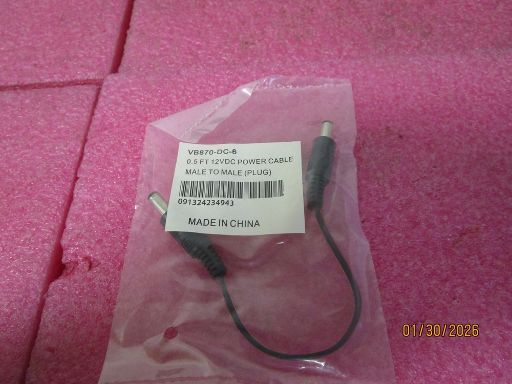 Qty (30) 0.5ft 6in 12VDC 12V Power Cable Male to Male Plug VB870-DC-6