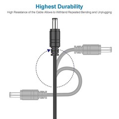 16ft DC Power Extension Cable 5.5mm x 2.1mm Male Female Cord 18AWG 12V 24V 10A