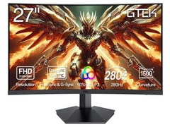 GTek 27″ Curved Gaming Monitor, 280Hz 1080p, 1ms, FreeSync, DP HDMI
