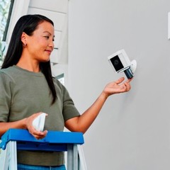 Ring Spotlight Cam Plus Wireless Battery Security Camera with Solar Panel White