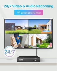 ZOSI 4K PoE CCTV Security Remote View IP Camera System 2TB HDD 80ft Night Vision