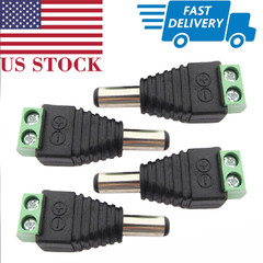 4pcs 5.5×2.5mm CCTV DC Power Male Plug Free Solder Terminal Screw Connector US