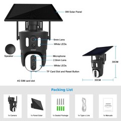 4G LTE Cam SD300 4K Cellular Wireless Security Camera Solar Powered + SIM Card