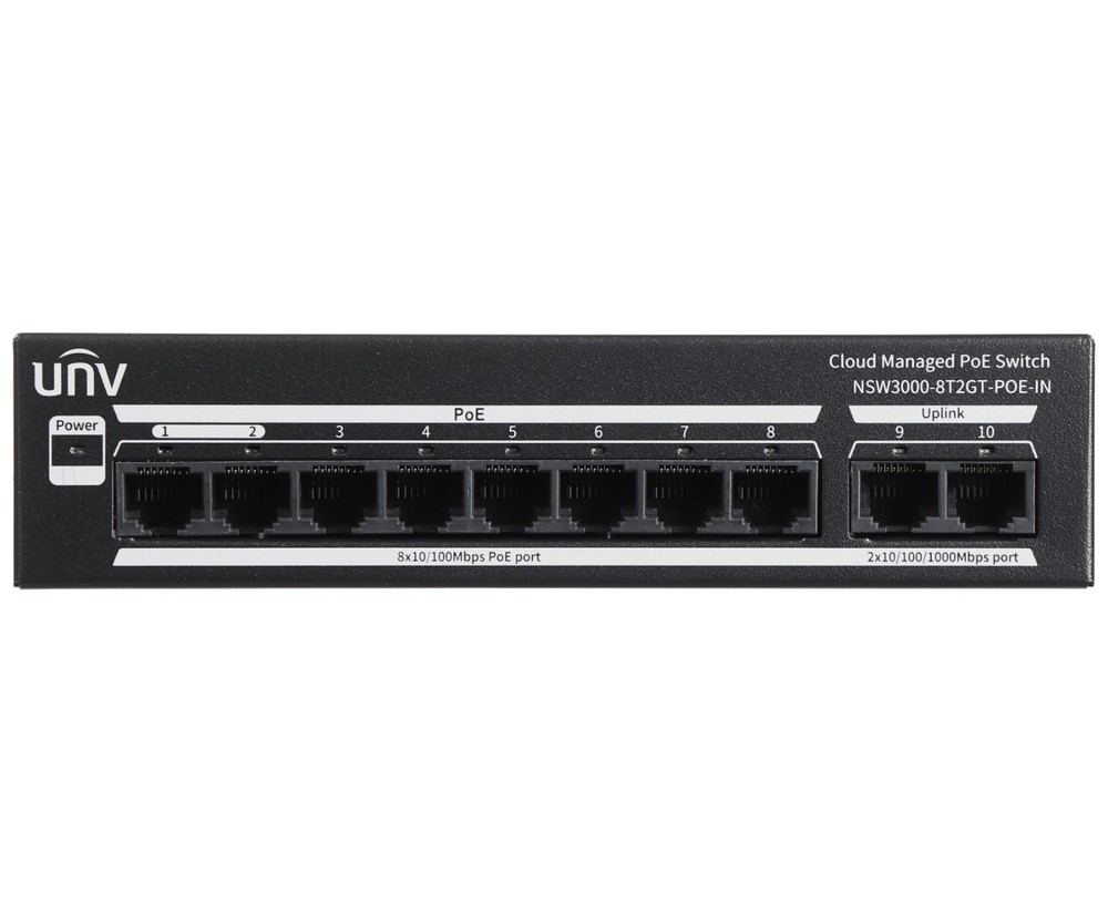 UNV 8-Port Cloud Managed PoE Switch NSW3000-8T2GT-POE-IN 120W 250m Extend NDAA
