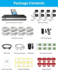 ZOSI 16CH 4K PoE NVR Security Person Detection Waterproof Camera System 4TB HDD