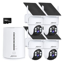 Wireless Solar Powered Security Camera System Outdoor 2K PTZ Camera Base Station